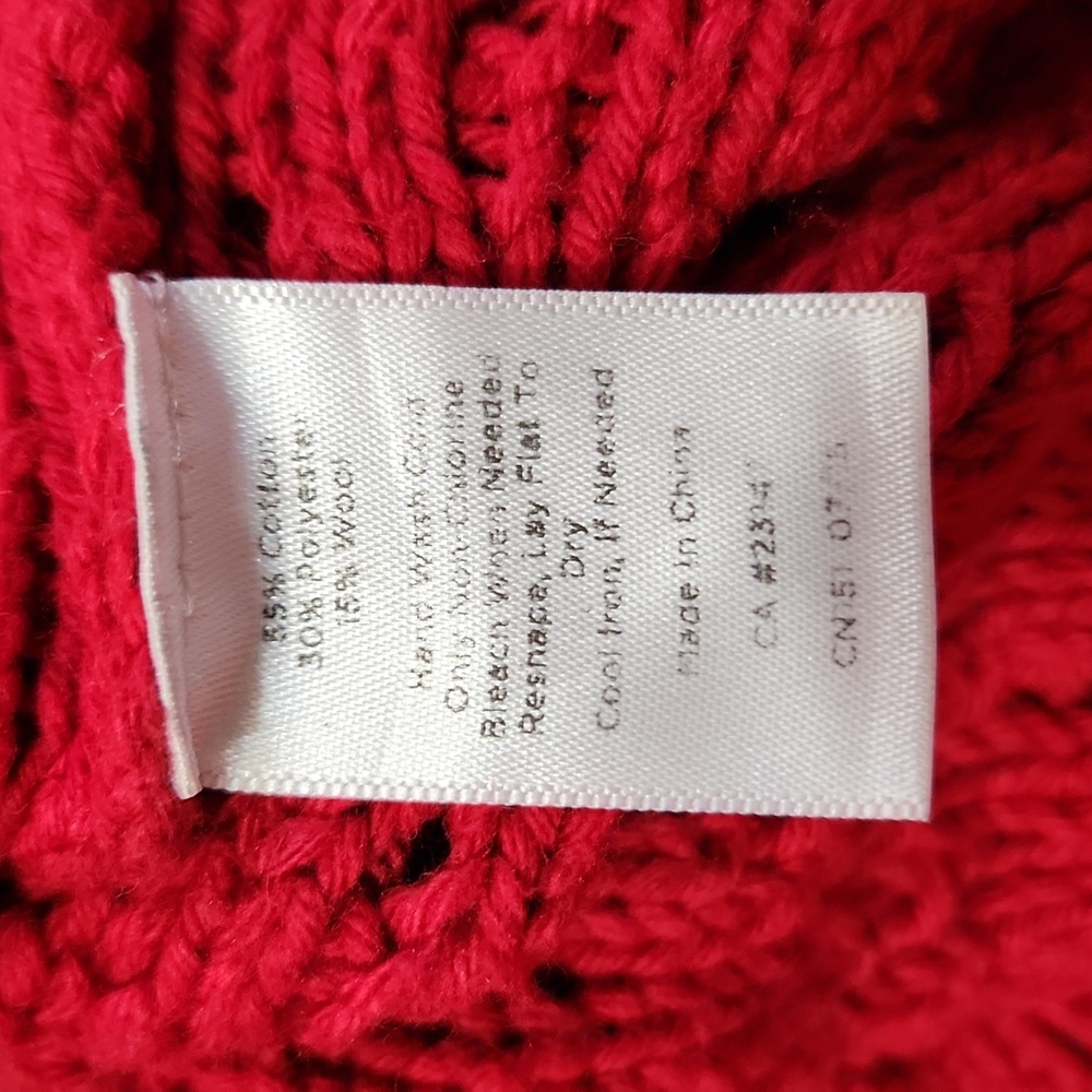 Talbots Red Chunky Cable Knit Pullover Sweater Si… - image 6